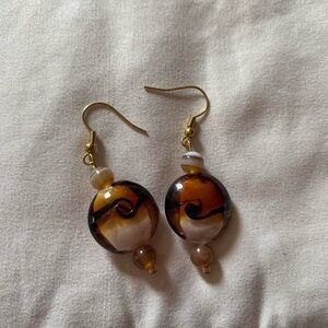 Never worn Handmade Glass Dangle Earrings